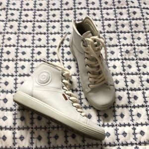 Ecco hightop sneakers in white leather